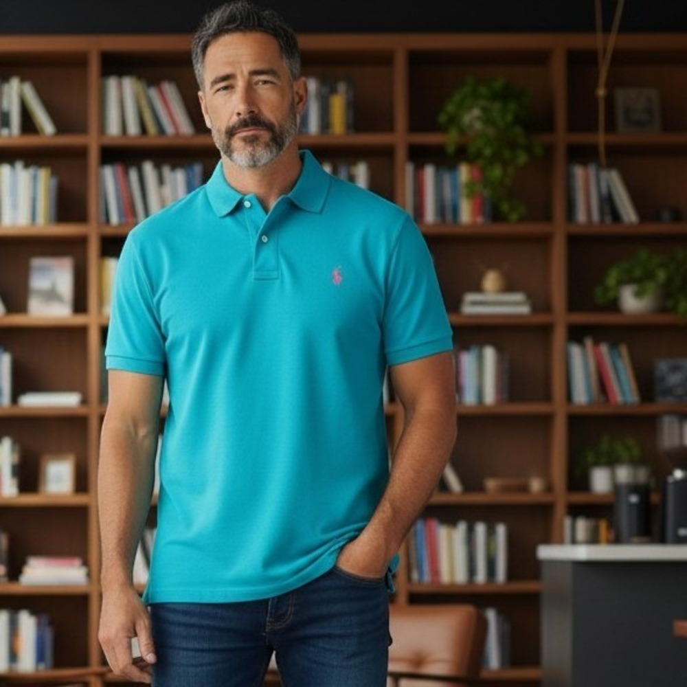 US Polo Assn Mens 3XL Luxury Feel Short Sleeve Polo Turquoise Blue 23304598